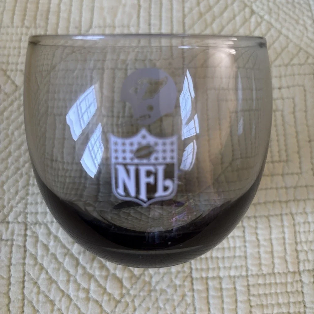 1970's NFL Vintage Set Of 6 St. Louis Cardinals Smoked Whiskey Low Ball Glasses